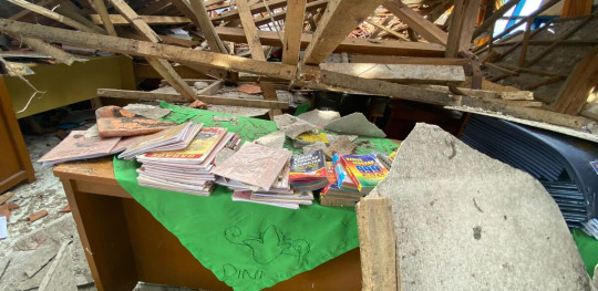 CH1749711 Earthquake destruction in a school supported by Save the Children Cianjur Indonesia