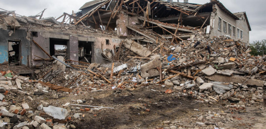CH1763638 A school in a village near Kharkiv Ukraine reduced to rubble after shelling