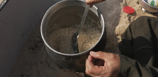 CH1973741 Rice being prepared in a large pot