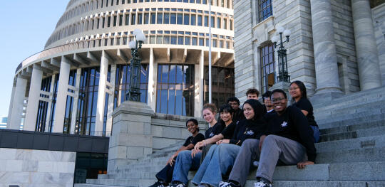 Save the Children Generation Hope ambassadors outside Parliament in Wellington NZ