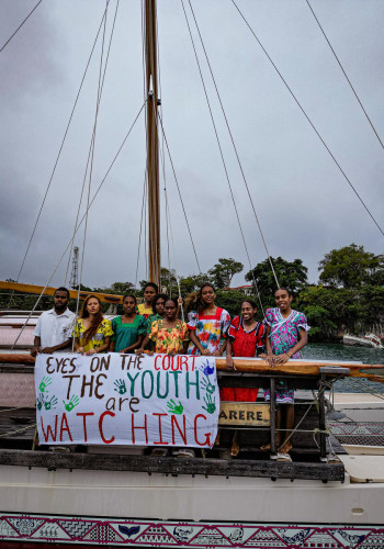 CH11418060 Save the Children NextGen Youth Ambassadors and youth climate activists demonstrating ahead of ICJ Advisory Opinion on climate change